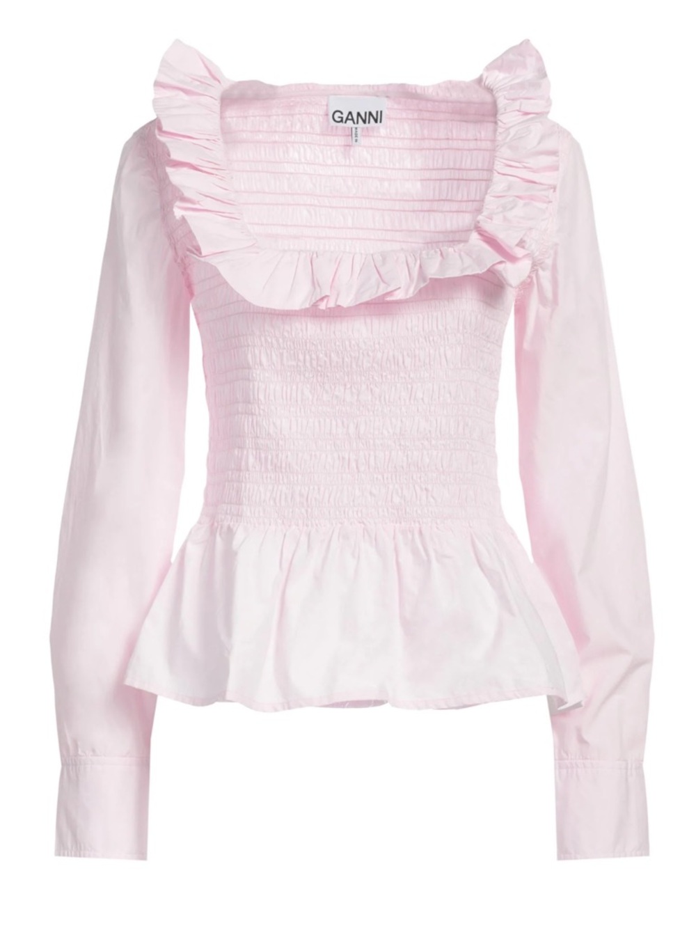 Ganni Pink Smock Poplin Blouse